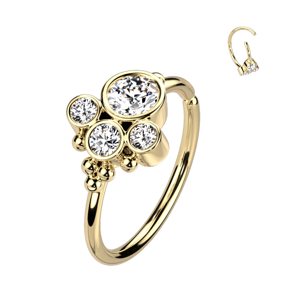 Round CZ and Ball Cluster Bendable Hoop - Gold/Clear