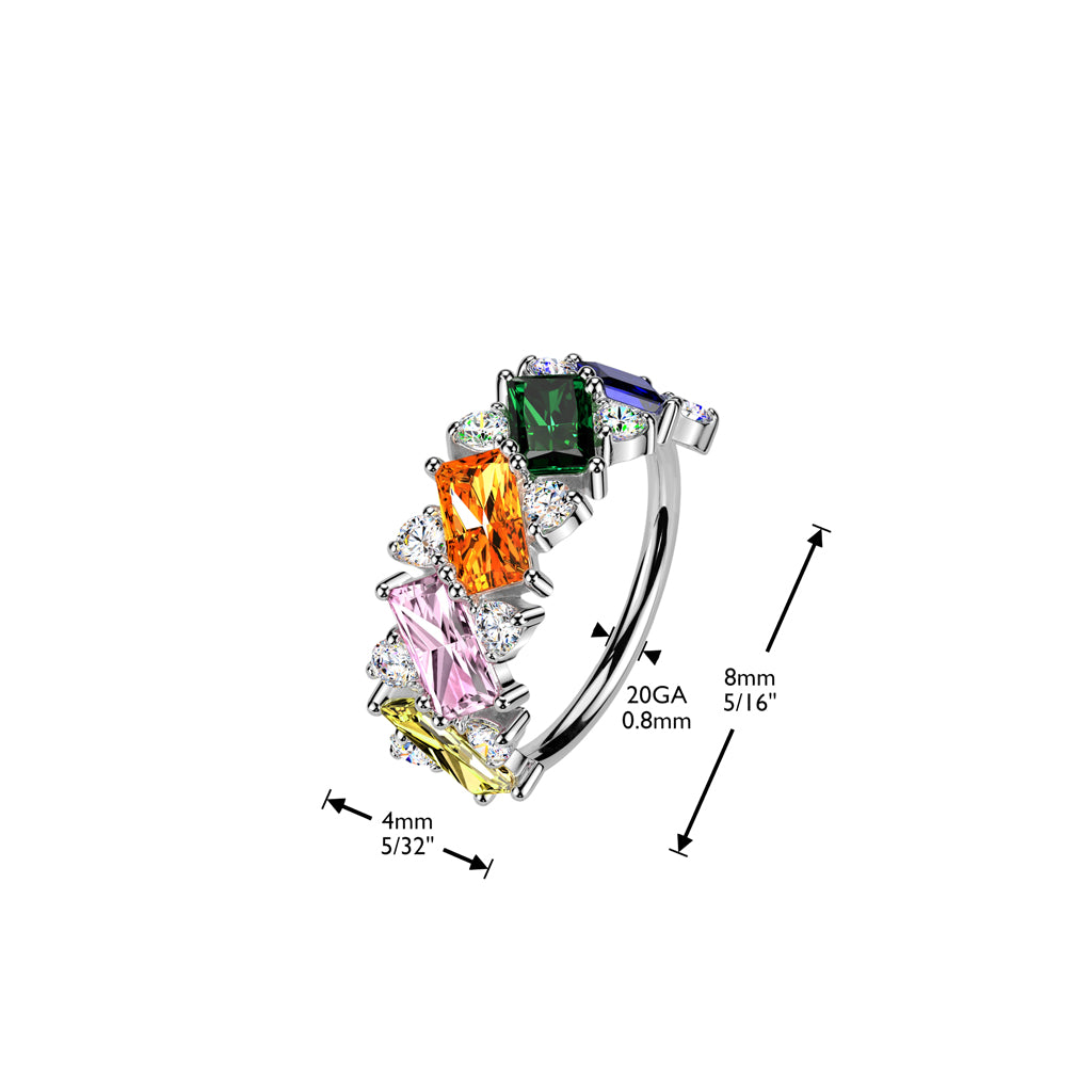 Multicolor Baguette CZ Bendable Hoop size chart