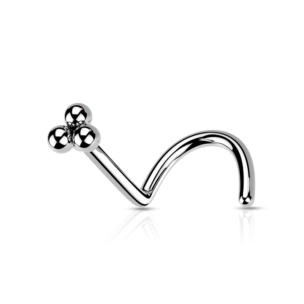 3 Ball Cluster Top 316L Surgical Steel Nose Screw Rings - Steel