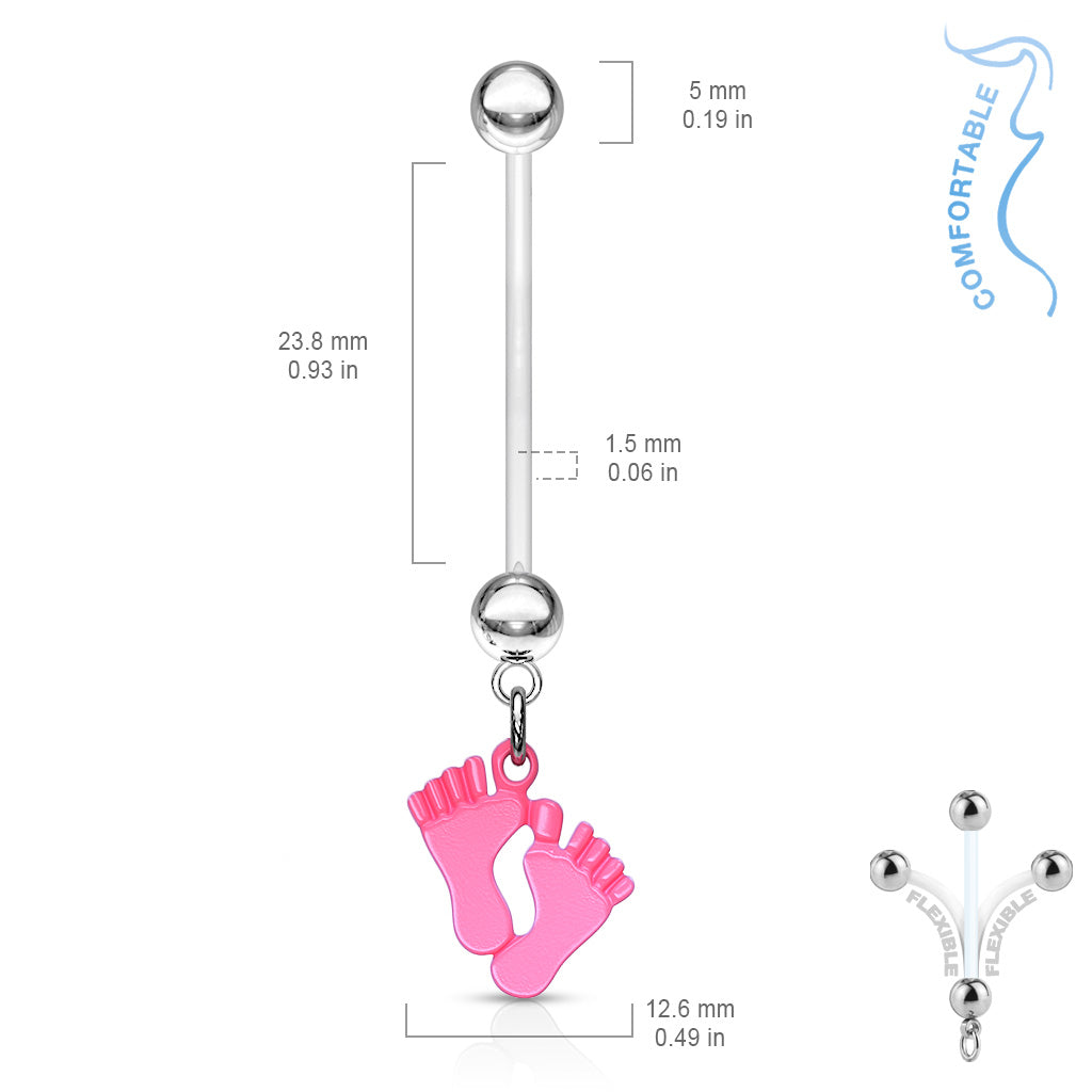 Baby Feet Epoxy Dangle Bio Flex Pregnancy Navel Ring size chart