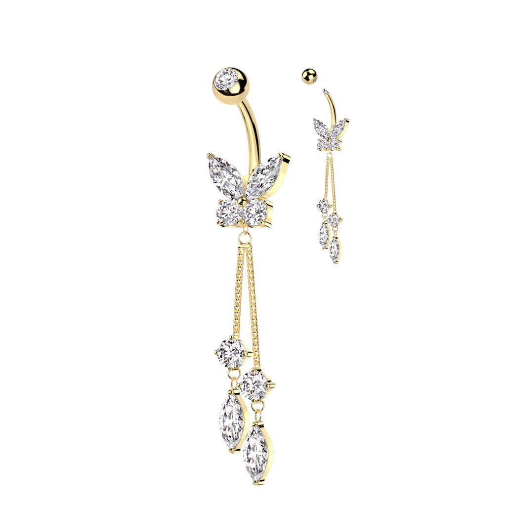 Butterfly CZ Dangle Belly Ring