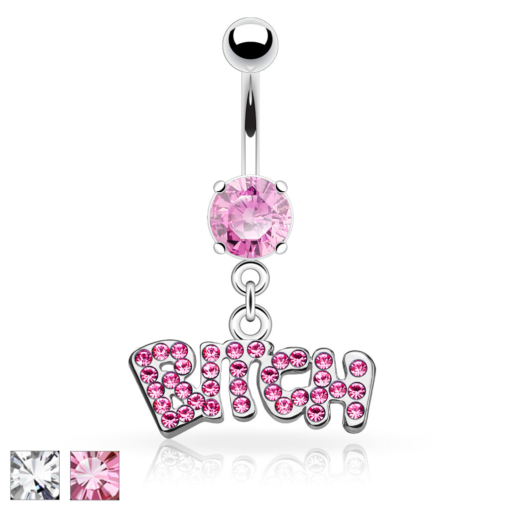 316L Surgical Steel Bitch Dangle Belly Button Ring - all colors