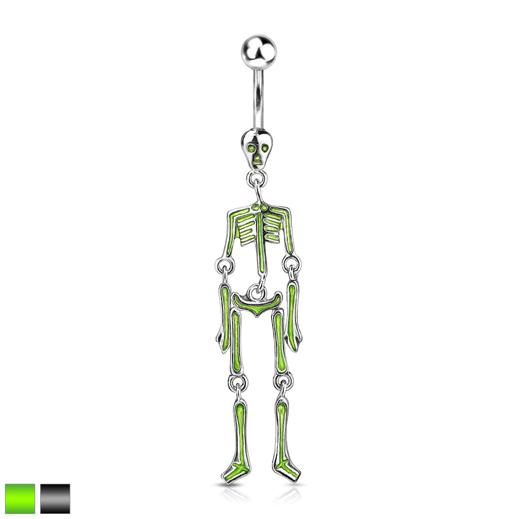 316L Surgical Steel Skeleton Dangle Belly Button Ring - all colors