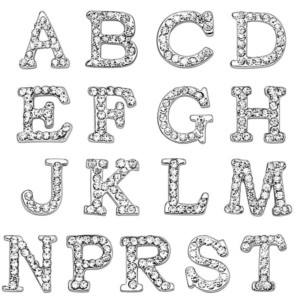 316L Surgical Steel Clear Gem Paved Initial Dangle Belly Button Ring - A