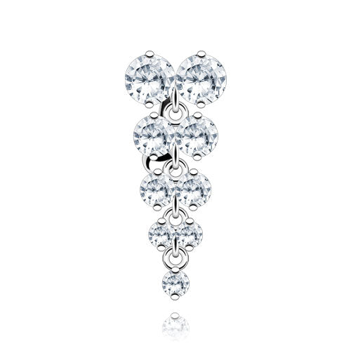316L Surgical Steel Vine Multi Gem Dangle Press Fit Top Down Belly Ring