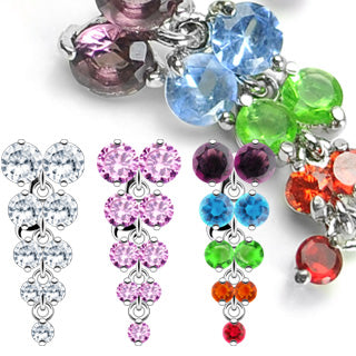316L Surgical Steel Vine Multi Gem Dangle Press Fit Top Down Belly Ring