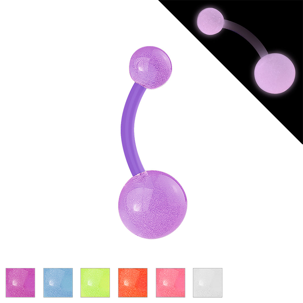 Bio Flex Navel Rings With Color Glow in the Dark Balls - all colors