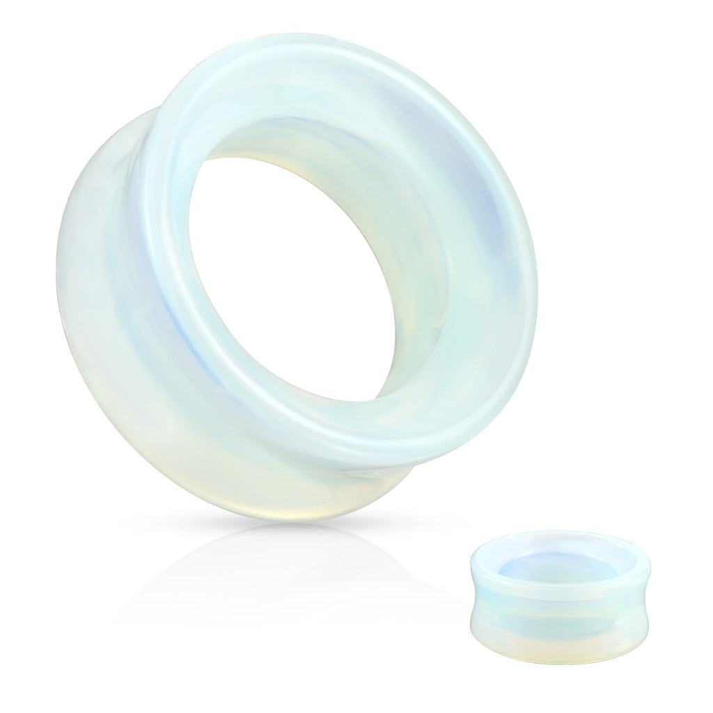 Semi Precious Opalite Stone Double Flared Saddle Tunnel - all colors