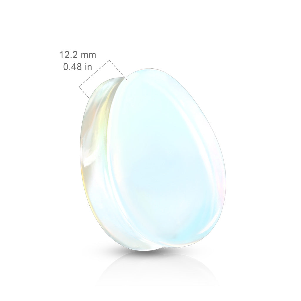 Tear Drop Semi Precious Opalite Stone Double Flared Saddle Plugs size chart