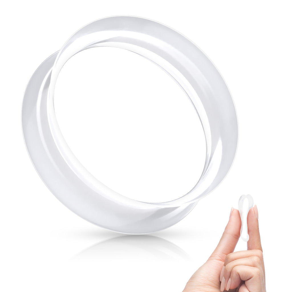 Double Flared Saddle Ear Skin Tunnels Ultra Soft Silicone Flexible - Clear