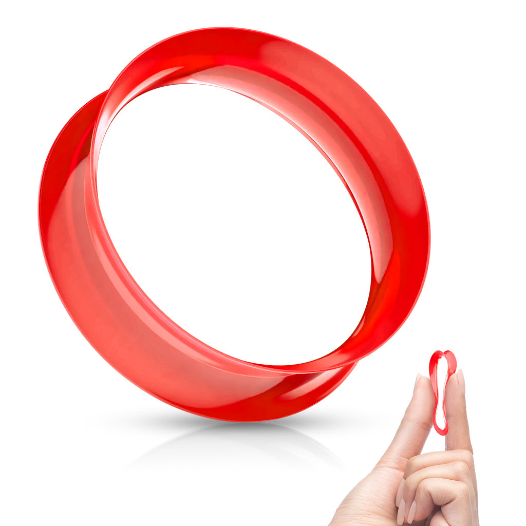 Double Flared Saddle Ear Skin Tunnels Ultra Soft Silicone Flexible - Red