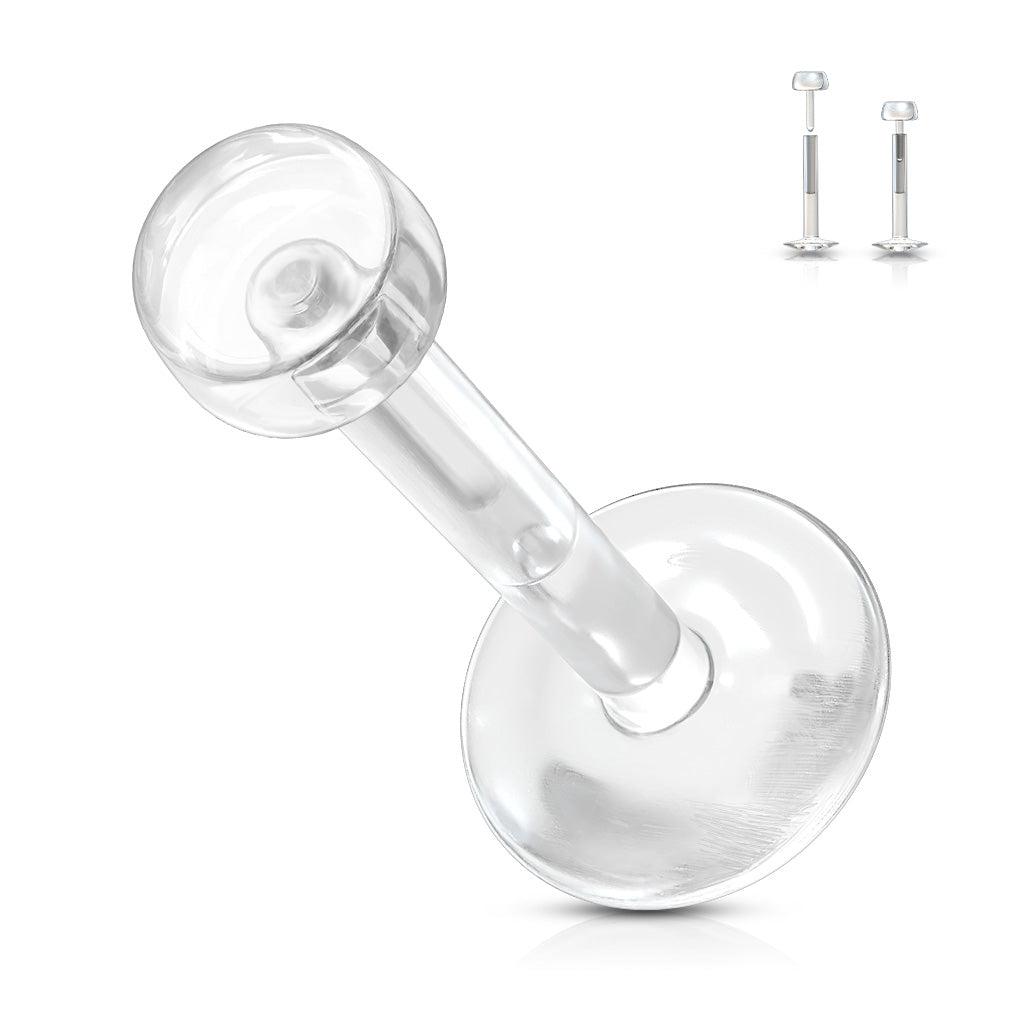 Bio Flex 14 & 16 Gauge Clear Retainer with 3mm Removable Push-In Top - all colors