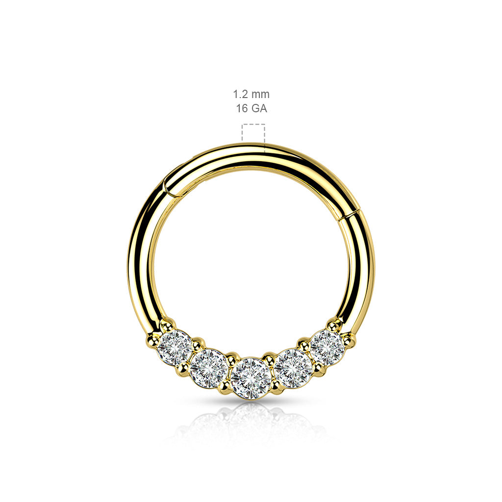 High Quality Precision All 316L Surgical Steel Hinged Segment With Forward Facing 5 CZ Ring size chart