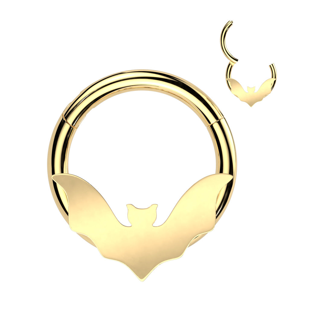 High Quality Precision 316L Surgical Steel Hinged Bat Segment Ring - Gold