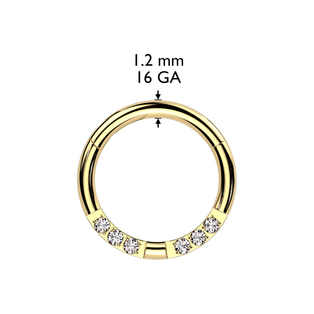 High Quality Precision All 316L Surgical Steel Hinged Segment Ring With Double Forward Facing 3 CNC Set CZ size chart