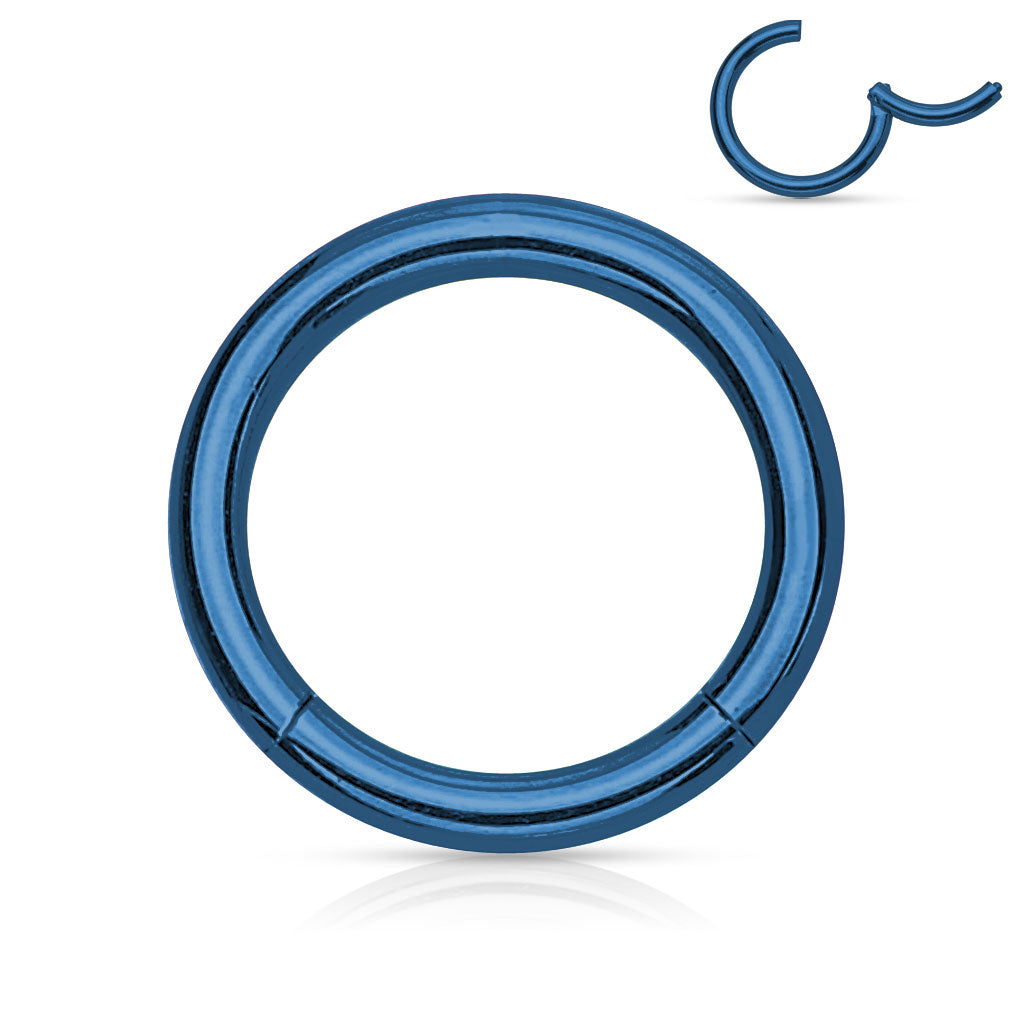 PVD Coated Hinged Segment Hoop Rings - Blue