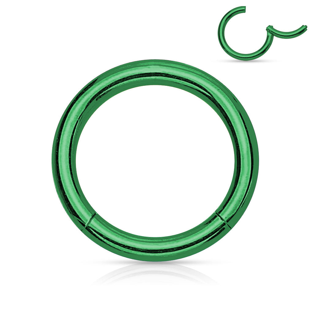 PVD Coated Hinged Segment Hoop Rings - Green