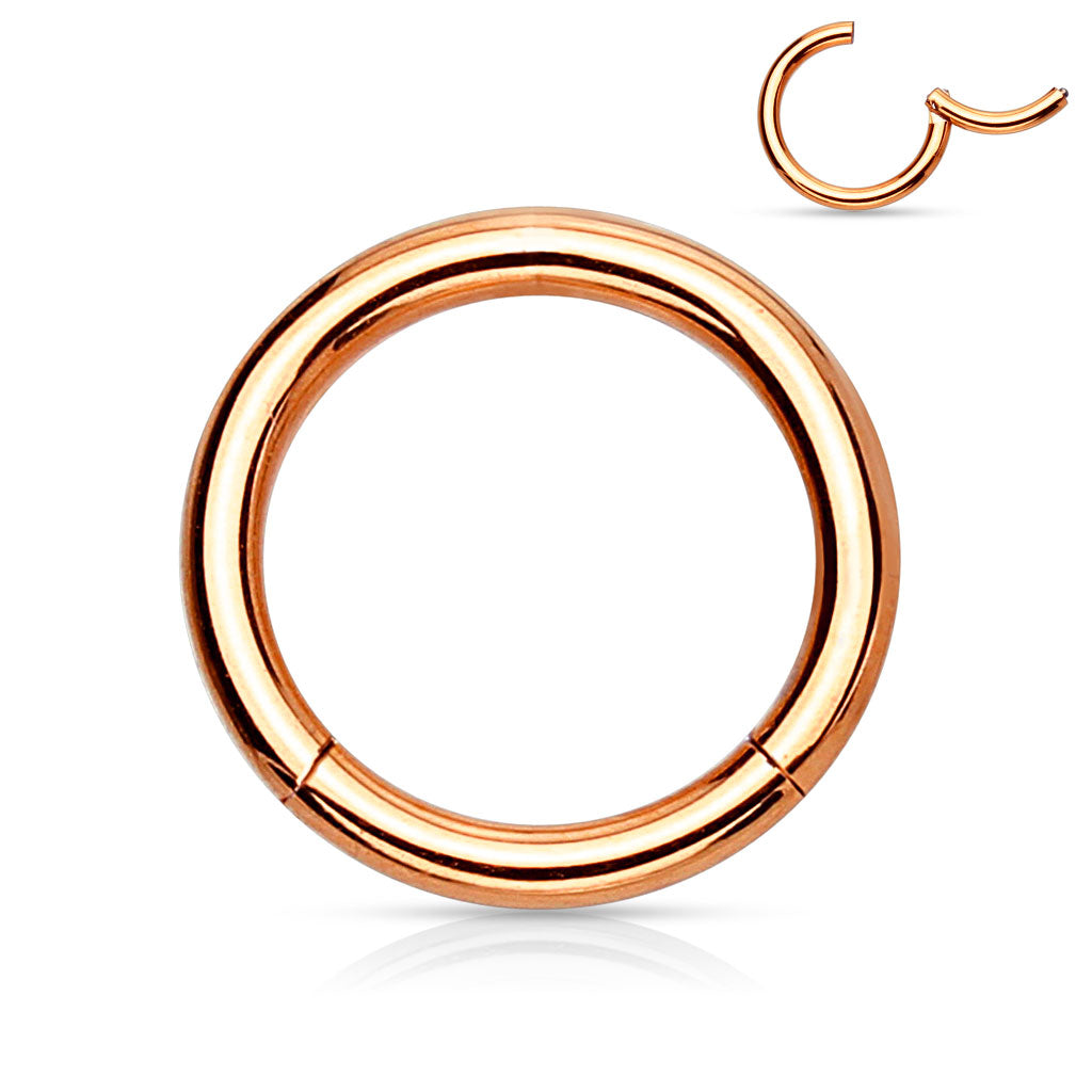 PVD Coated Hinged Segment Hoop Rings - Rose Gold