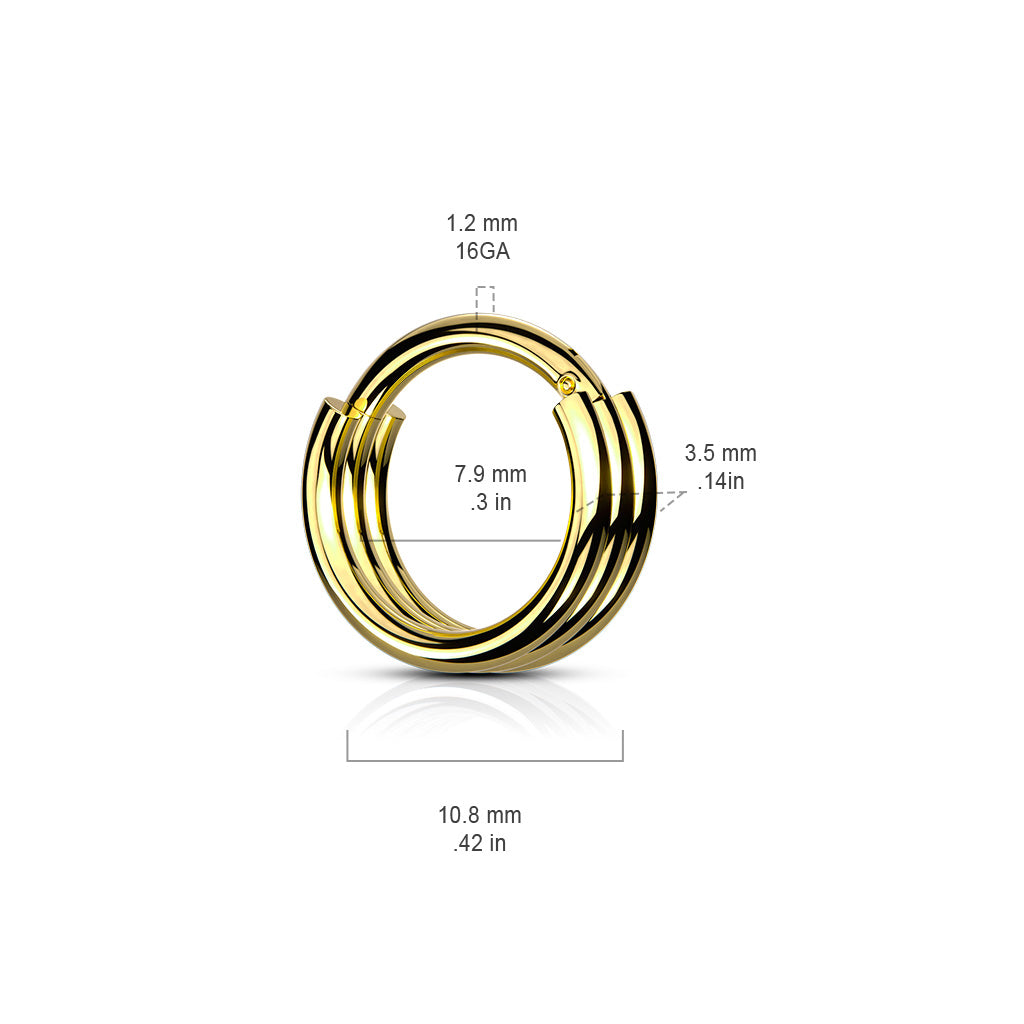 316L Surgical Steel Hinged Segment Hoop Rings With Triple Layered Hoops size chart