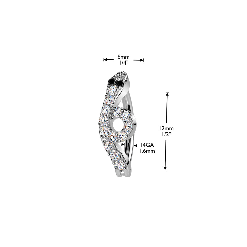 316L Hinged CZ Pave Snake Belly Button Ring size chart