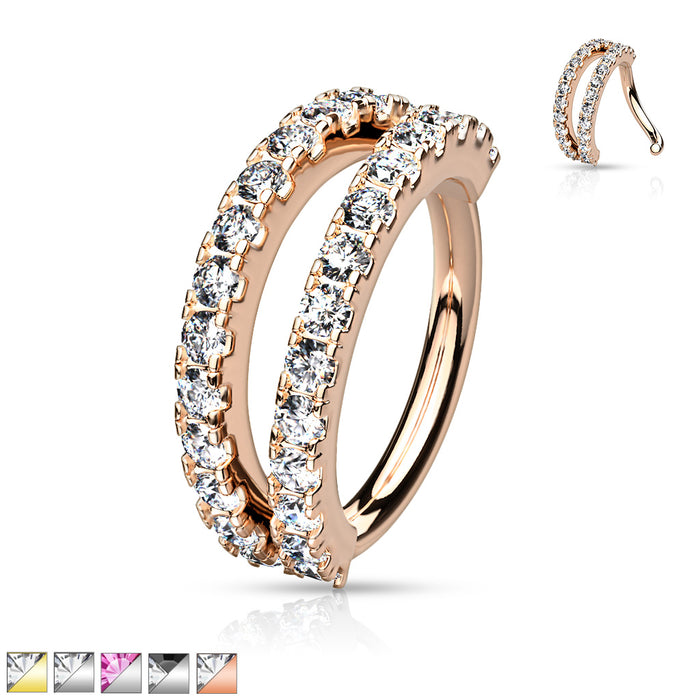 Double Lined Micro Set CZ Bendable Hoops