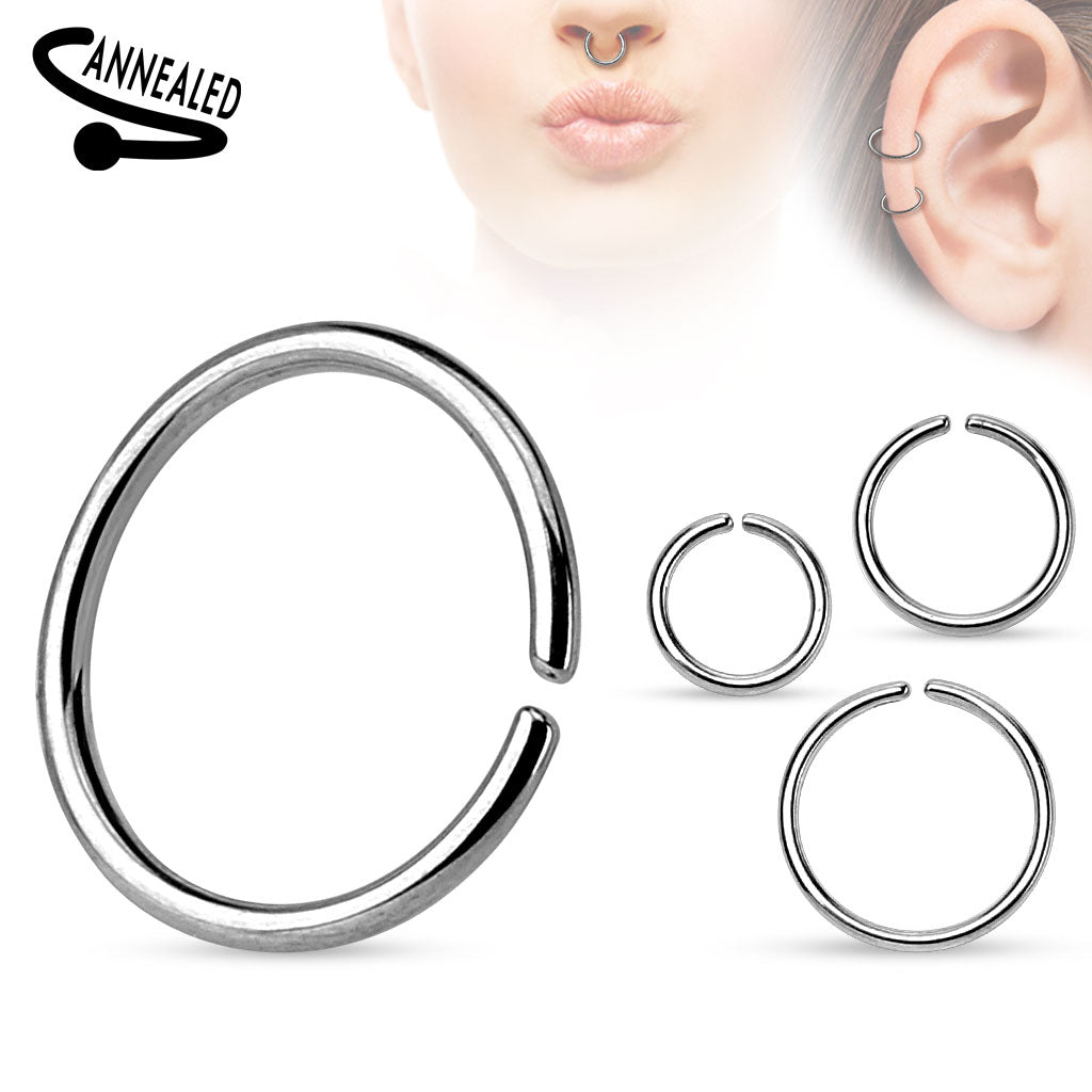 316L Surgical Steel Annealed and Rounded Ends Cut Ring - all colors