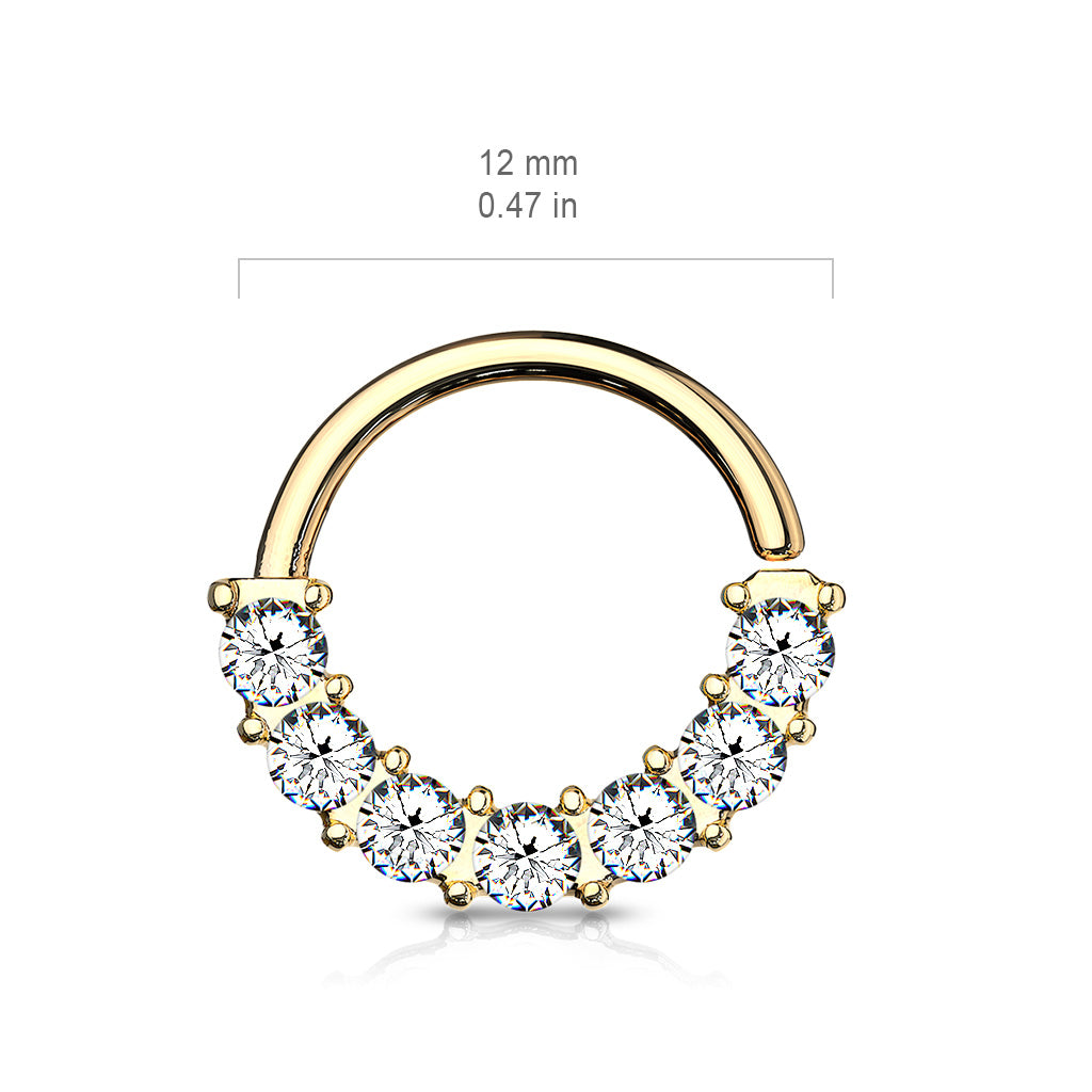 7 Gem Front Facing Set All 316L Surgical Steel Bendable Hoop Rings for Ear Cartilage, Daith, Nose Septum and More size chart