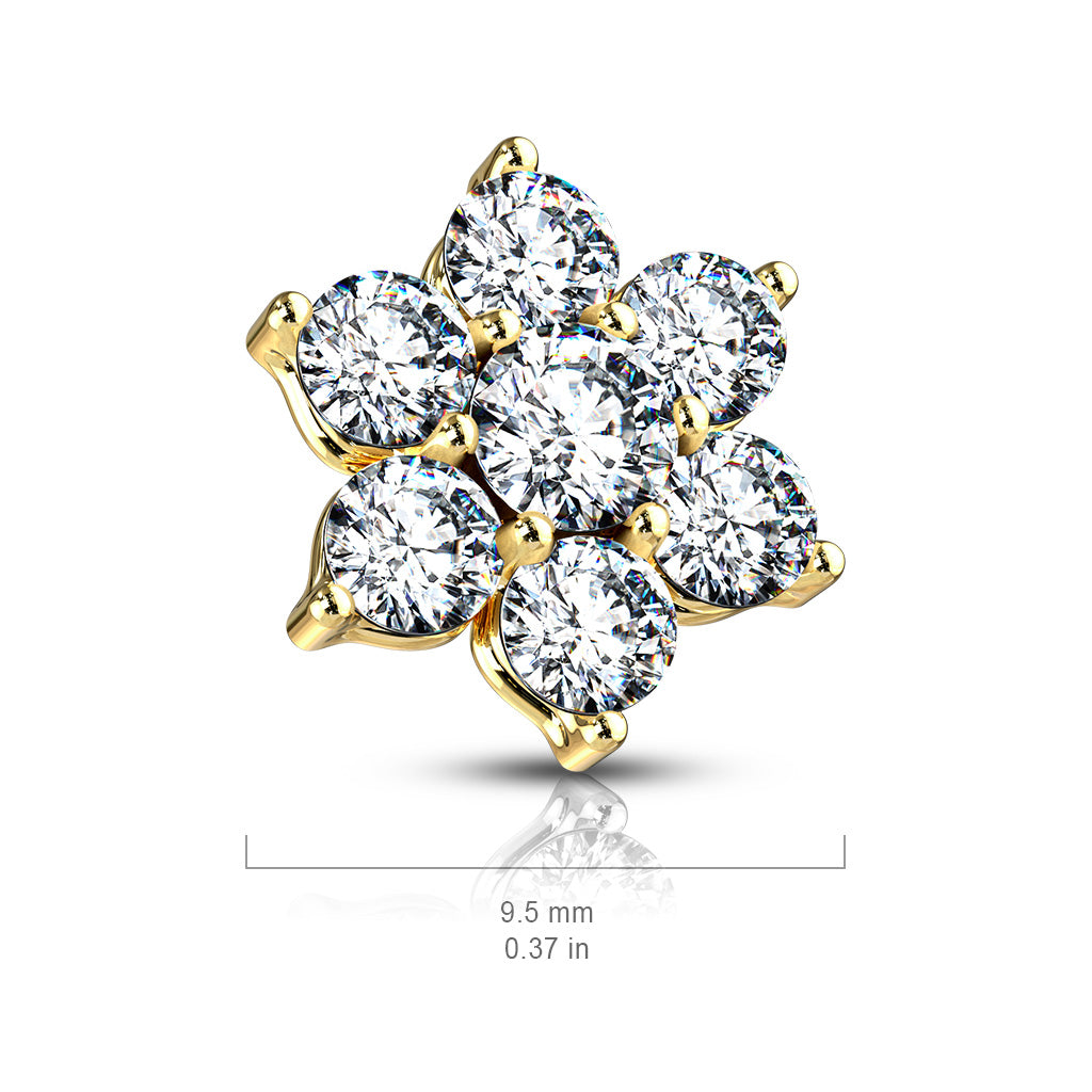 7 CZ Flower Internally Threaded Dermal Tops size chart