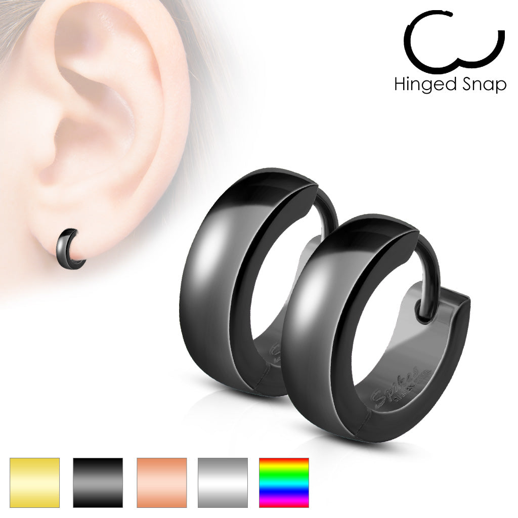 Pair of Classic Plain Dome Hoop/Huggie Stainless Steel Earrings - all colors
