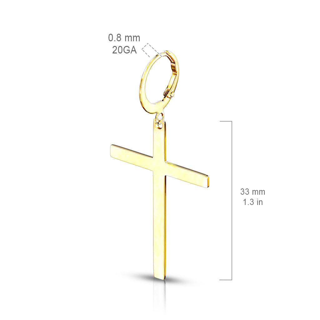 Pair of 316L Stainless Steel Hoop Earrings With Cross Dangle size chart
