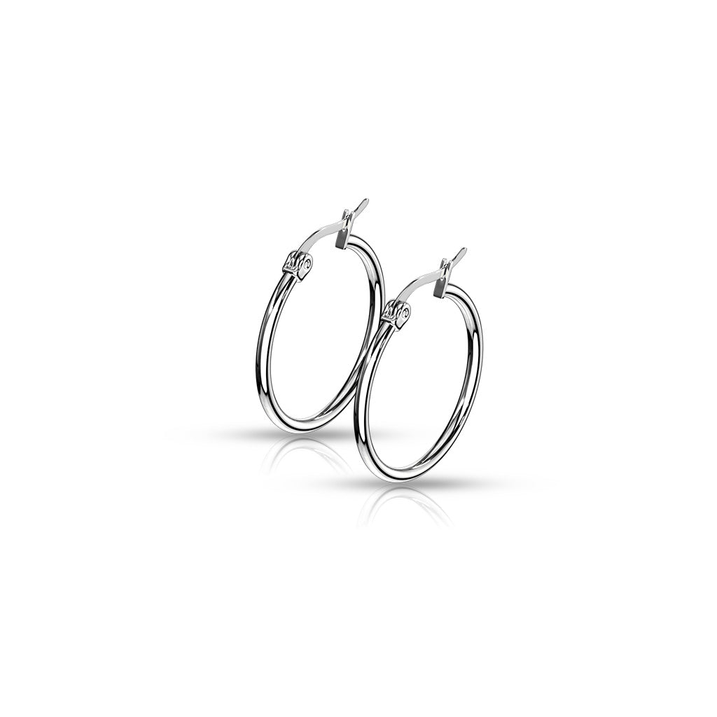 Pair of 316L Stainless Steel Round Hoop Earrings