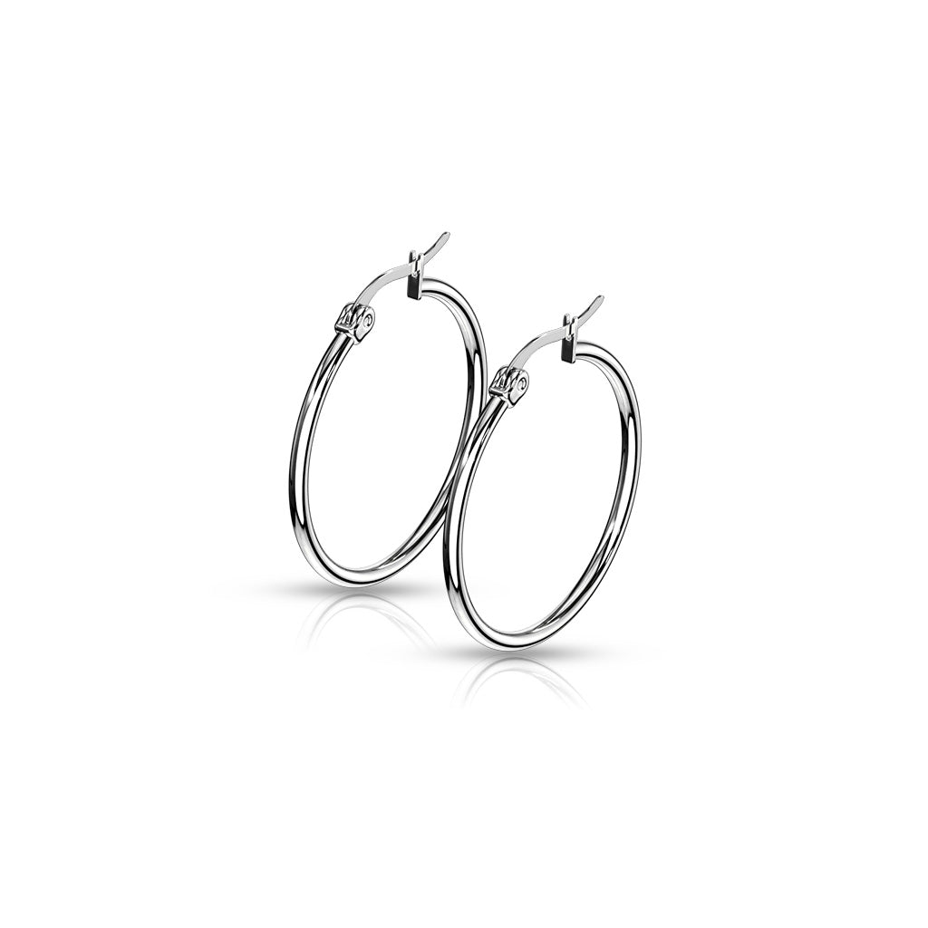 Pair of 316L Stainless Steel Round Hoop Earrings