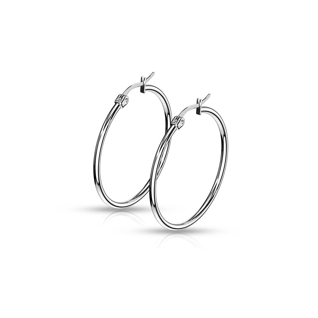 Pair of 316L Stainless Steel Round Hoop Earrings