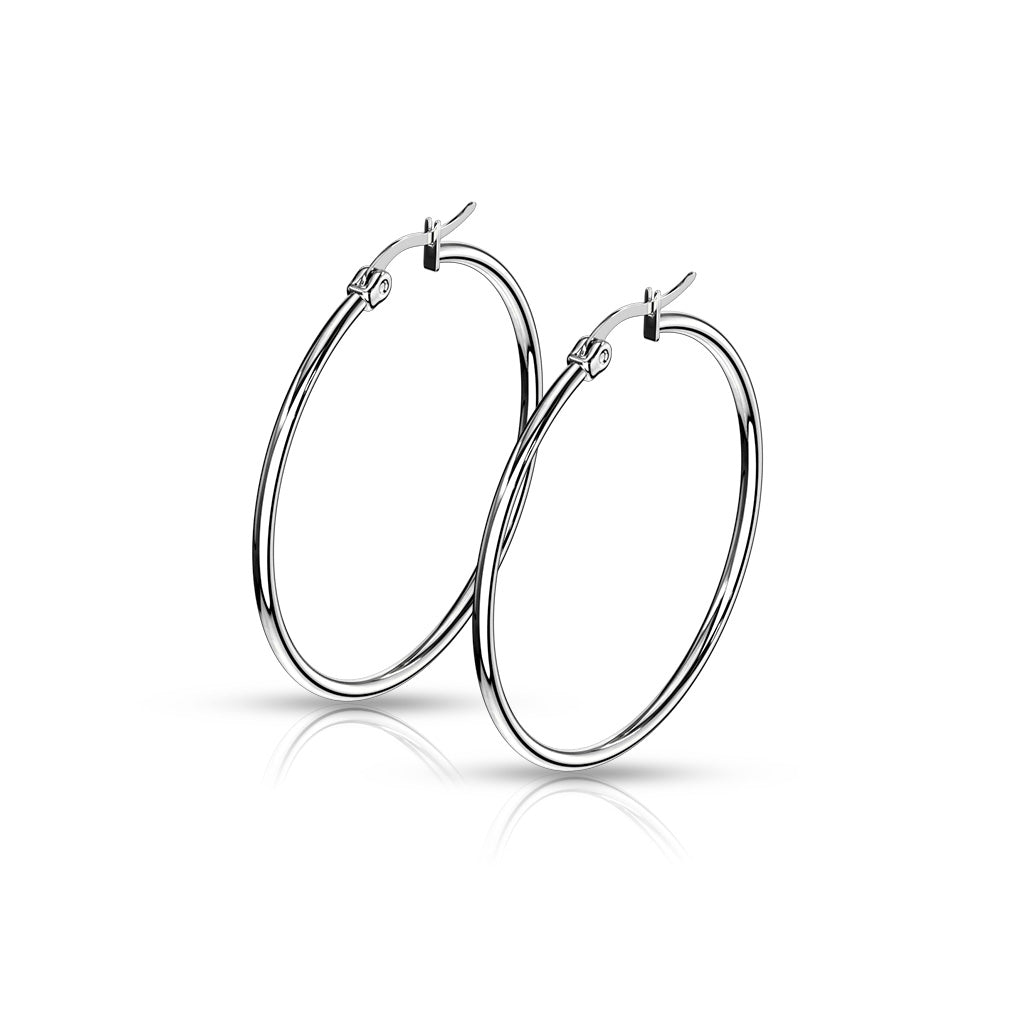 Pair of 316L Stainless Steel Round Hoop Earrings
