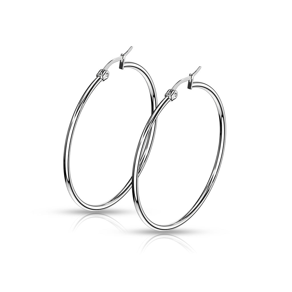 Pair of 316L Stainless Steel Round Hoop Earrings