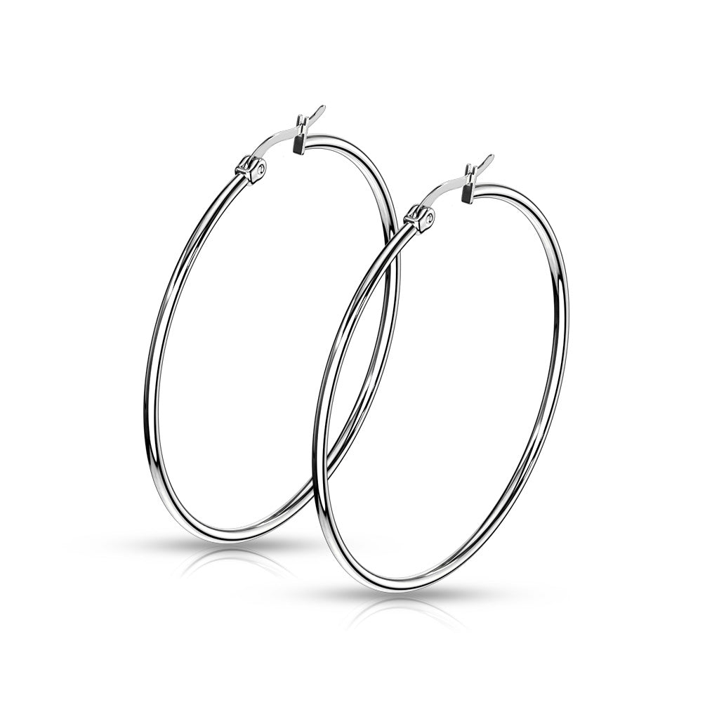 Pair of 316L Stainless Steel Round Hoop Earrings