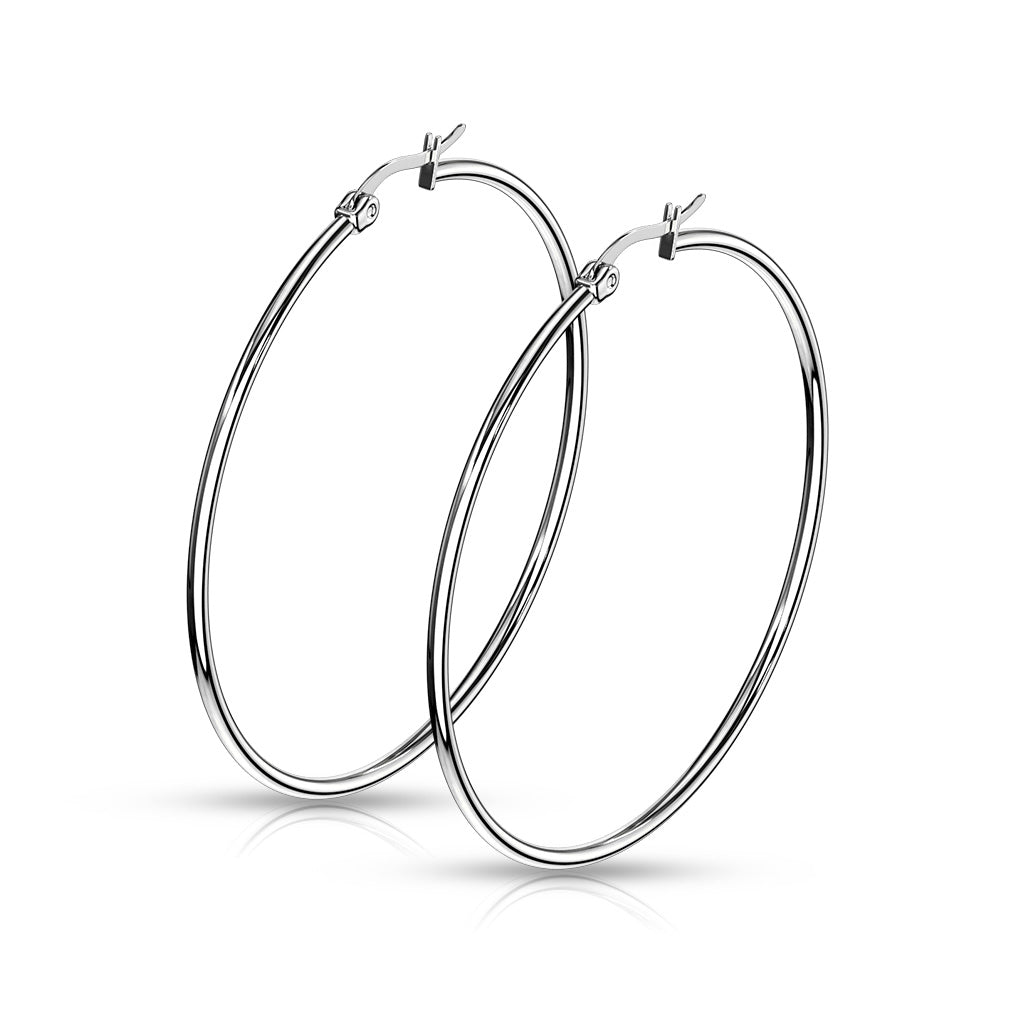 Pair of 316L Stainless Steel Round Hoop Earrings