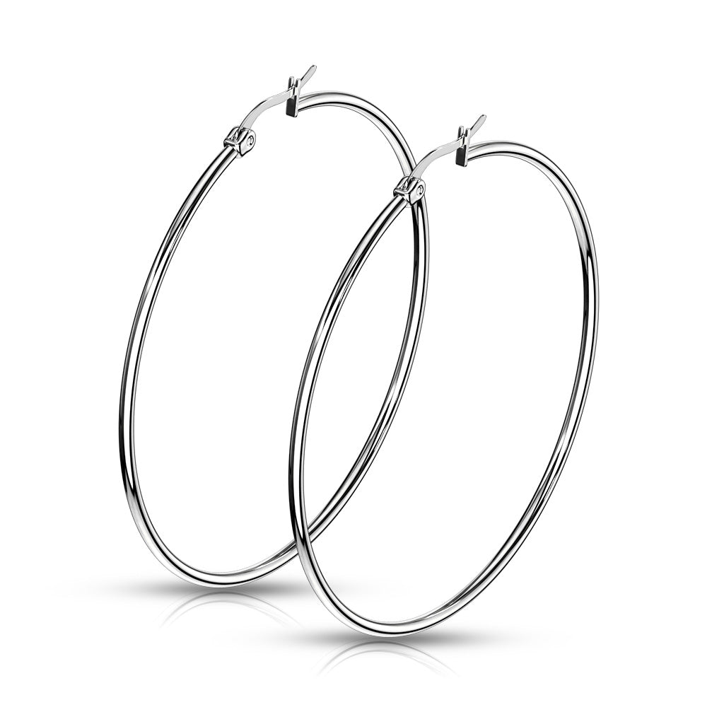 Pair of 316L Stainless Steel Round Hoop Earrings
