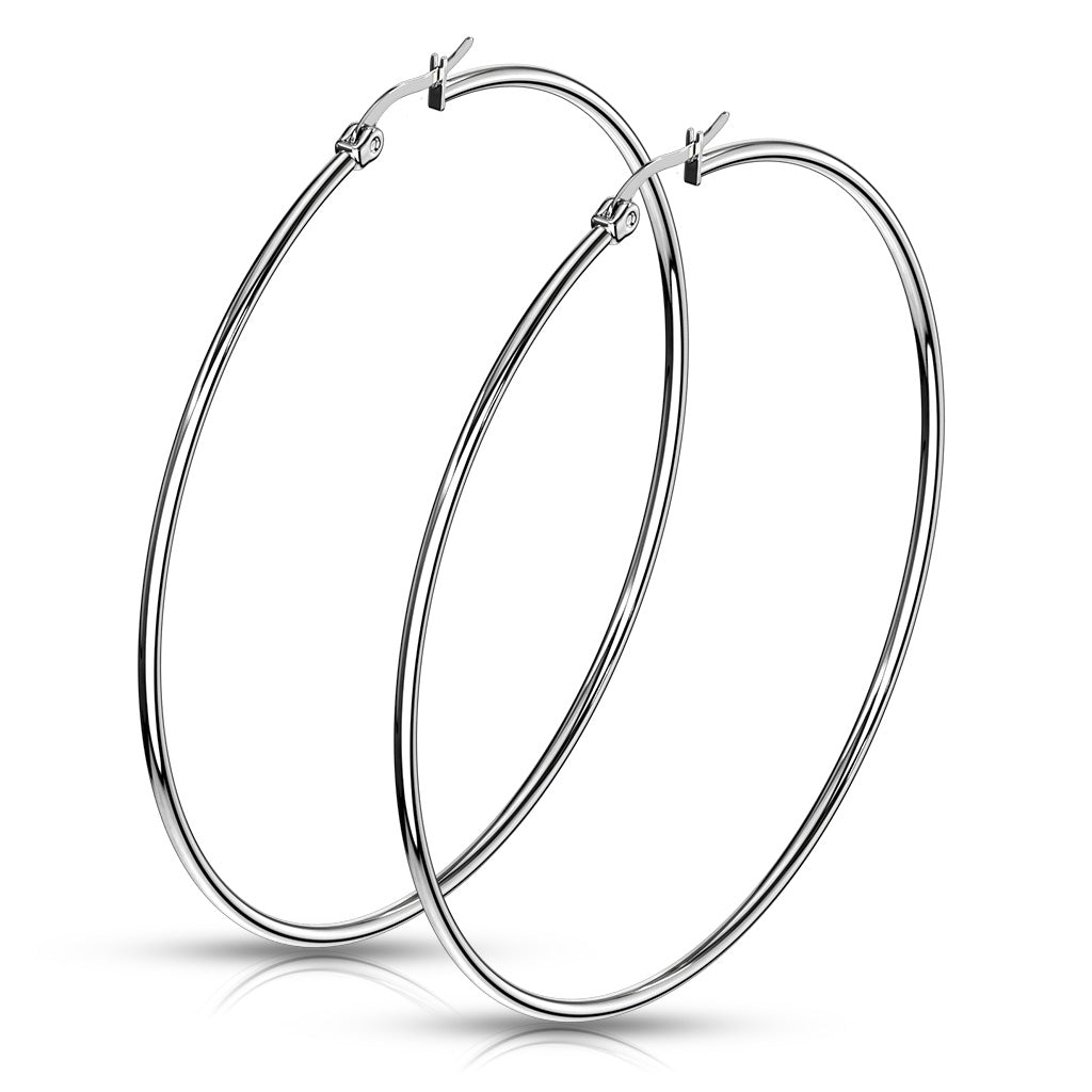 Pair of 316L Stainless Steel Round Hoop Earrings