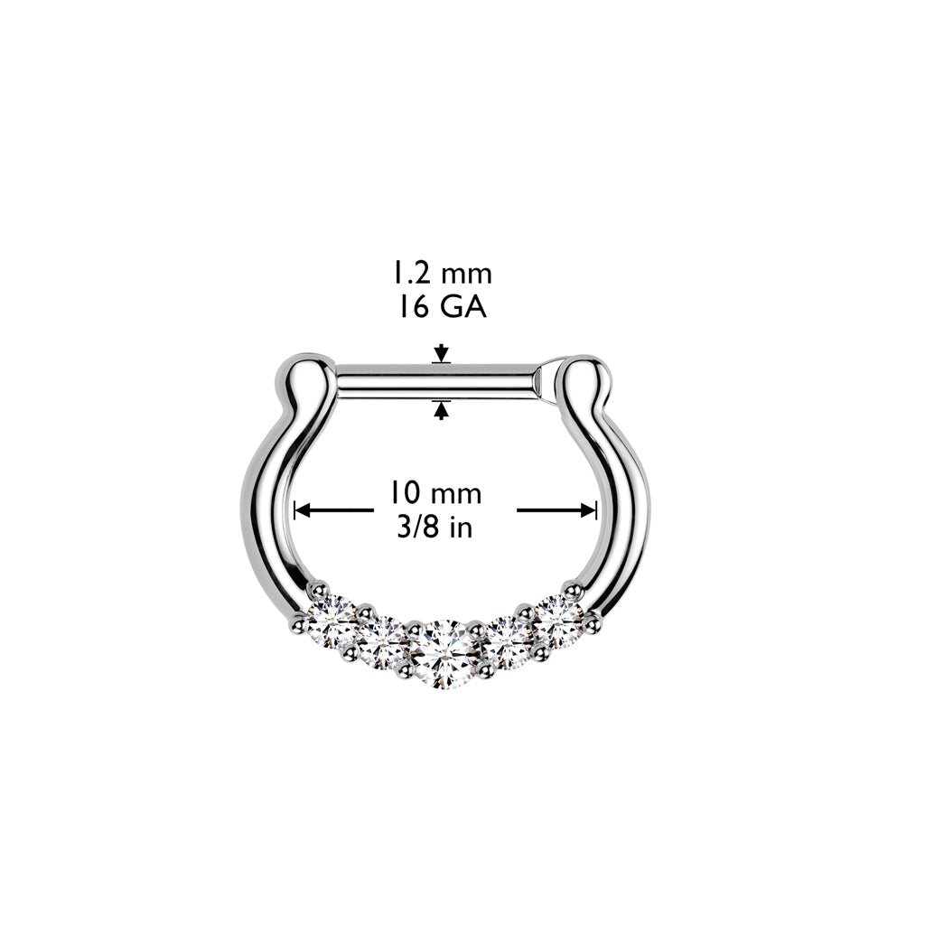 Five-Gems 316L Surgical Steel Septum Clicker Ring size chart