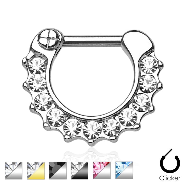 Gem Paved 316L Surgical Steel Septum Clicker Ring