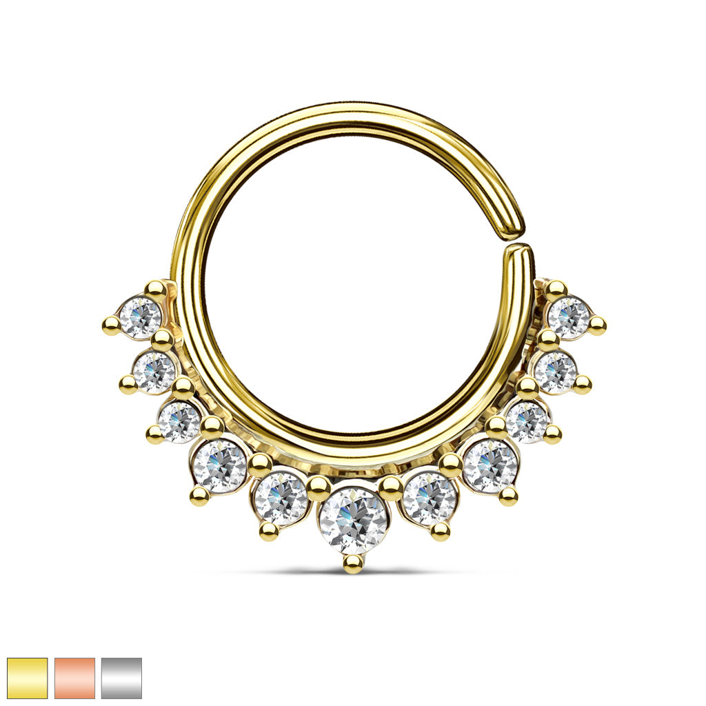Crystal Paved Half Circle Bendable Nose Septum And Ear Cartilage Hoops - all colors