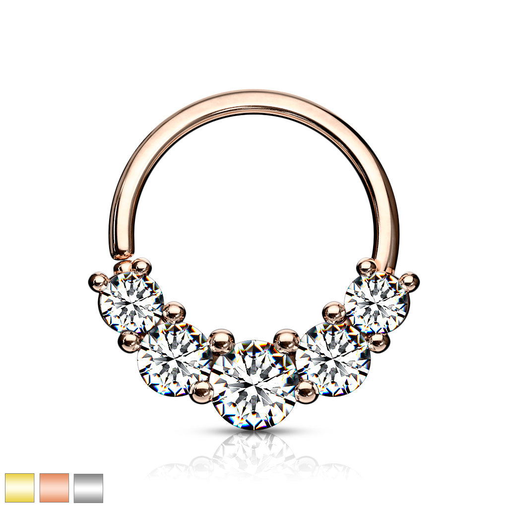 5 Prong Set CZ Bendable Hoop Rings for Septum, Ear Cartilage, Daith, and More - all colors