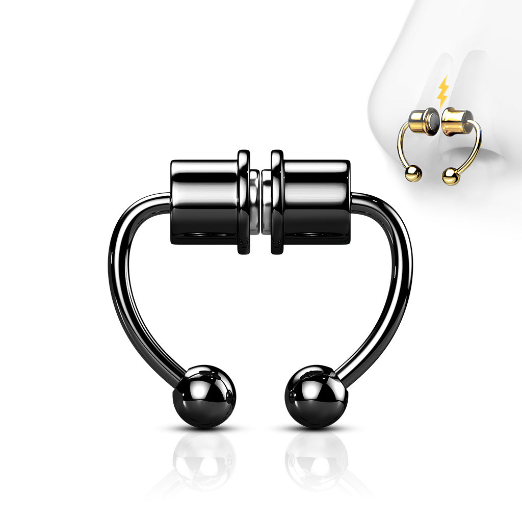 316L Fake Magnetic Septum Horseshoe - Black
