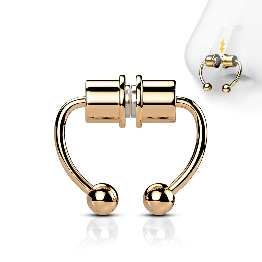 316L Fake Magnetic Septum Horseshoe - Rose Gold