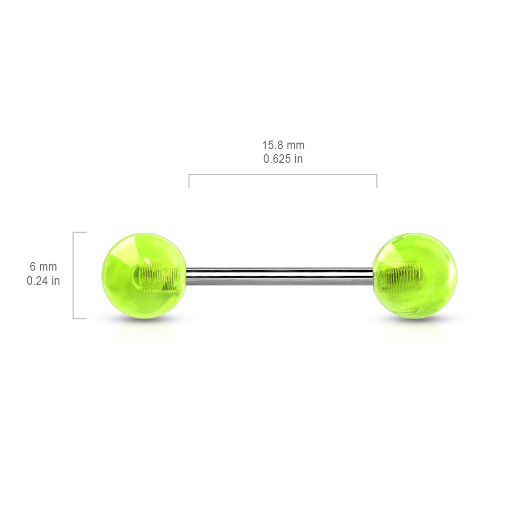 Implant Grade Titanium Externally Threaded Barbell With Glow In The Dark Acrylic Balls size chart