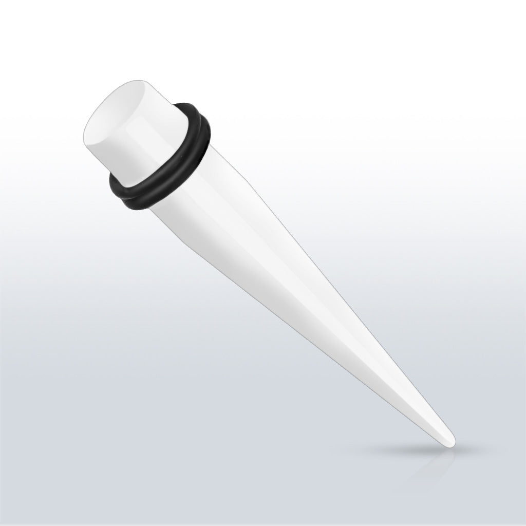 All Acrylic Tapers With 2 O-rings Up to 1 Inch - White