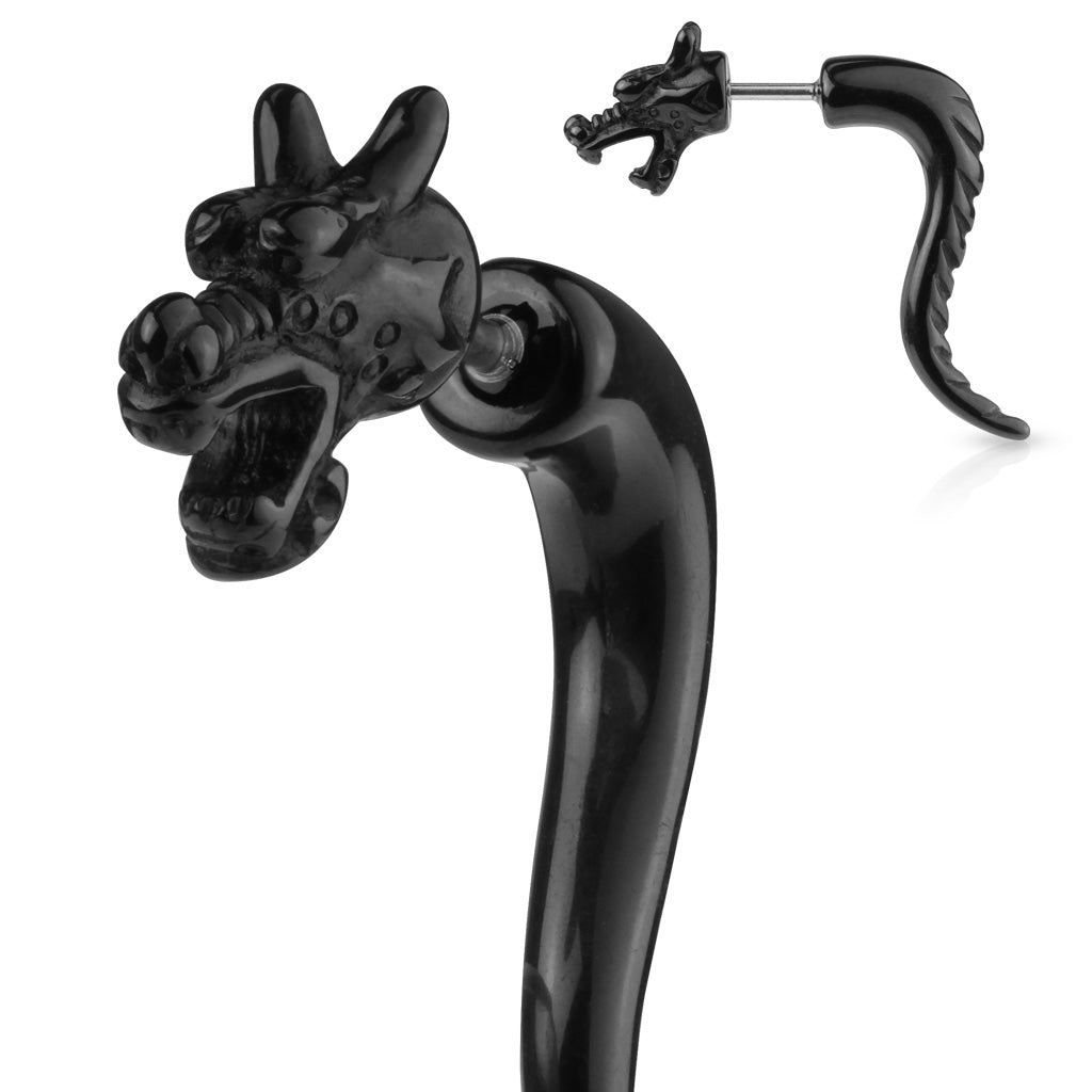 Oriental Dragon Tailed Acrylic Fake Taper - Black