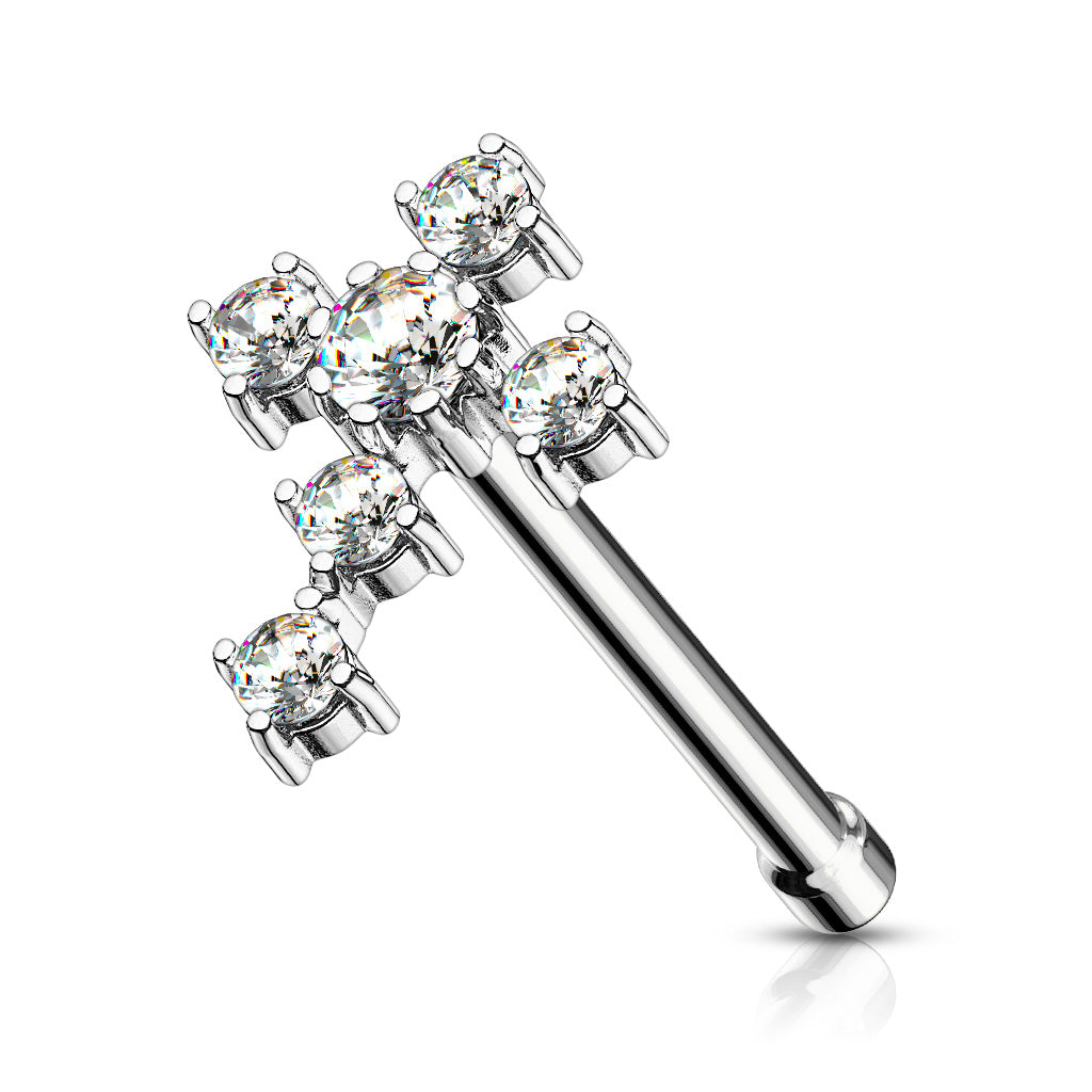 CZ Cross 316L Surgical Steel Nose Bone Stud