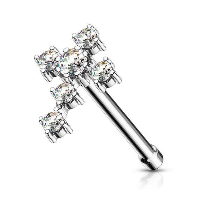 CZ Cross 316L Surgical Steel Nose Bone Stud
